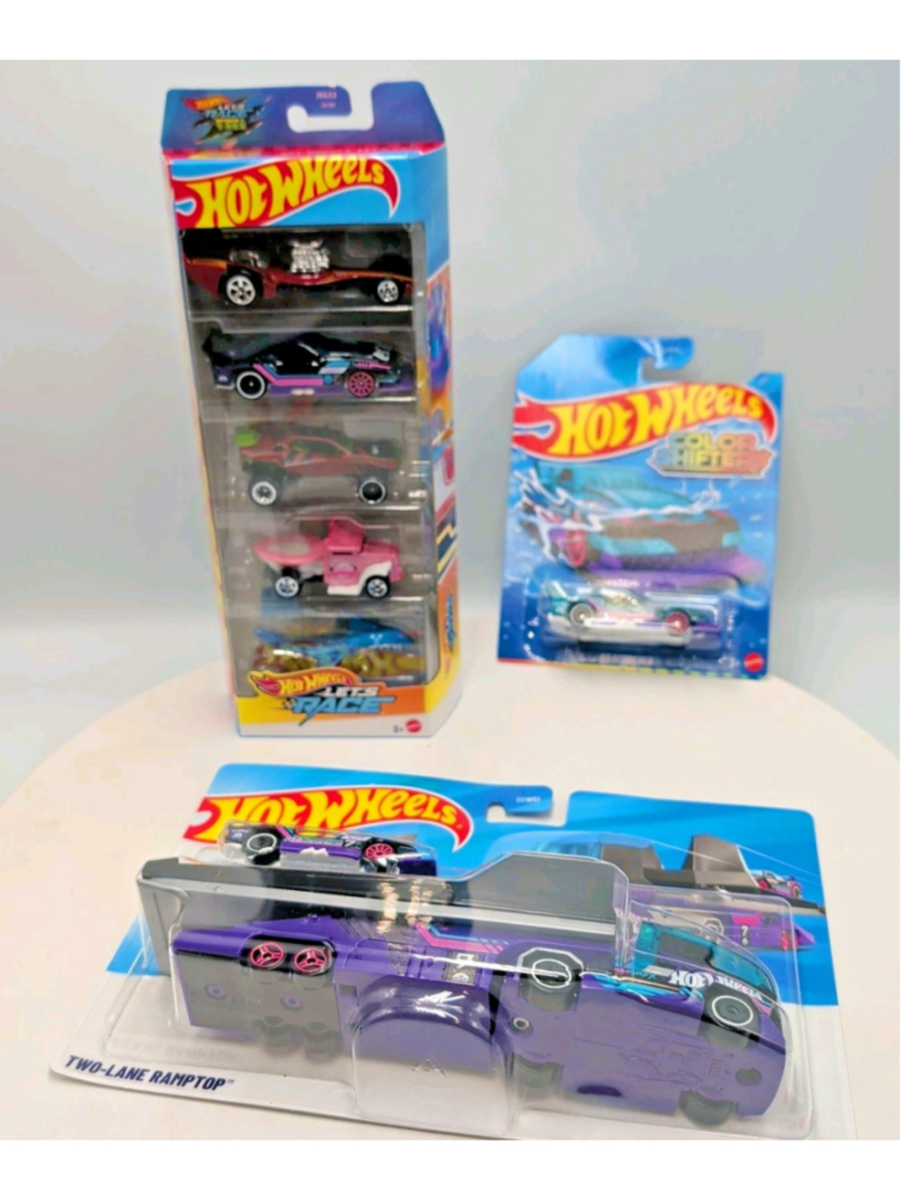 Hot Wheels Let's Race Gt Scorcher Lot 5 Pack Attack Color Shifters Super Rigs